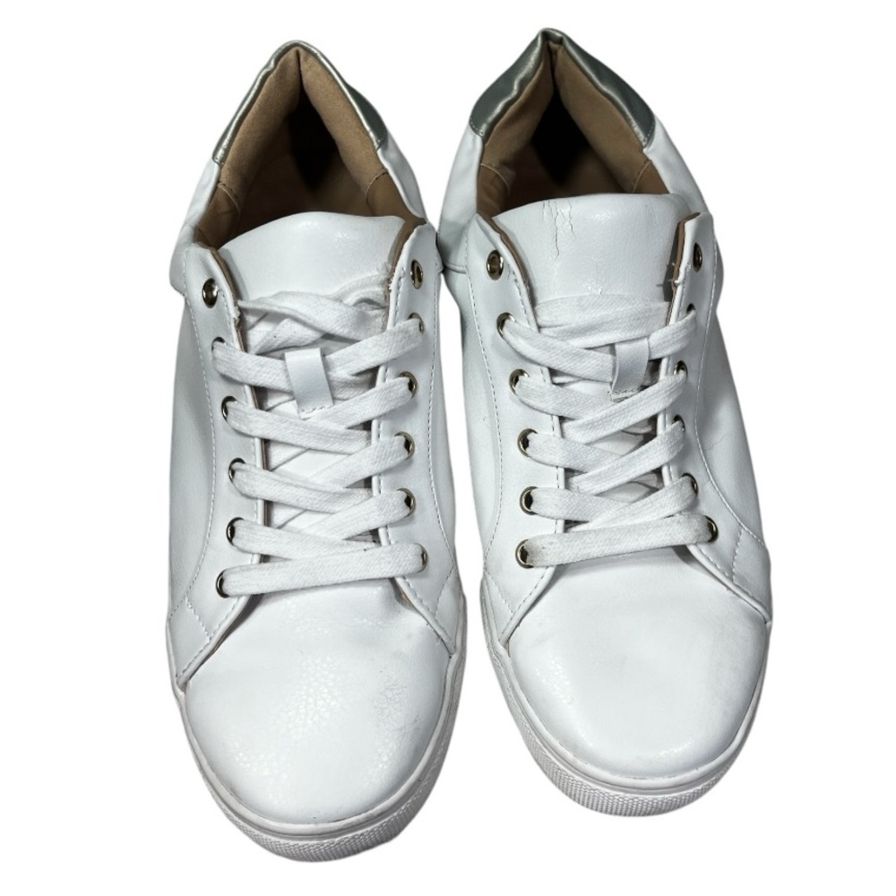 Loft  Lace Up Everyday White Leather Like Sneakers. - Picture 2 of 9